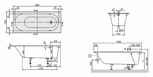 Квариловая ванна Villeroy & Boch Oberon UBQ160OBE2V-01 alpin