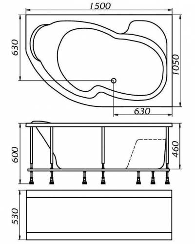 Ванна 1Marka Aura 150*105 правая
