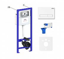 Инсталляция для унитаза комплект 5 в 1 Lavinia Boho Relfix 77020042: система инсталляции для подвесного унитаза, удлиненный комплект креплений, шумоизоляция, кнопка смыва, диспенсер
