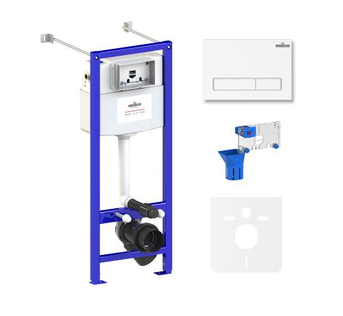 Инсталляция для унитаза комплект 5 в 1 Lavinia Boho Relfix 77020042: система инсталляции для подвесного унитаза, удлиненный комплект креплений, шумоизоляция, кнопка смыва, диспенсер