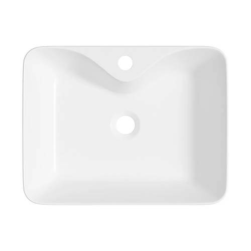 Накладная раковина на столешницу для ванной Lavinia Boho Sink 20215255R в наборе 2 в 1: раковина 48 см (белый глянец), донный клапан в цвете хром