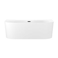 Пристенная  акриловая ванна Wellsee Collaro 28910103R, 170*80 см, цвет белый  глянец. Набор 4 в 1: ванна 289101000, ножки, экран, слив-перелив матовый  черный 231924000.