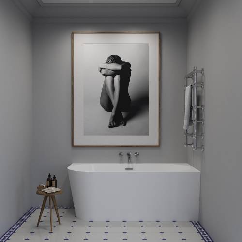 Пристенная  акриловая ванна Wellsee Excellence Pro 28760904R, 140*70 см, цвет белый  глянец. Набор 4 в 1: ванна 287609000, ножки, слив-перелив золото  231925000.