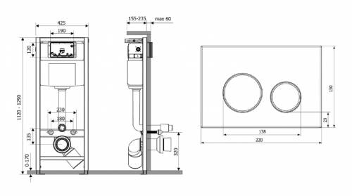 Инсталляция для унитаза комплект 5 в 1 Lavinia Boho Relfix 77010040: система инсталляции для подвесного унитаза, стандартный комплект креплений, шумоизоляция, кнопка смыва, диспенсер