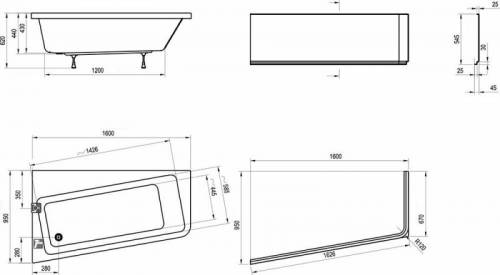 Акриловая ванна Ravak 10° 160*95 L C831000000