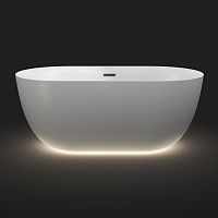 Отдельностоящая  акриловая ванна (с подсветкой) Wellsee Chic Riviera 23680603R, 179*85 см, цвет белый  глянец. Набор 4 в 1: ванна 236806000, ножки, экран, слив-перелив матовый  черный 231924000.