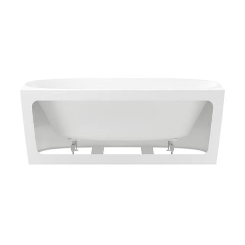 Пристенная акриловая ванна Wellsee Belle Spa 2.0 235801003, 160*75 см Набор 4 в 1: ванна 235801000, ножки, экран, слив-перелив матовый черный 231924000.