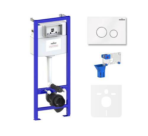 Инсталляция для унитаза комплект 5 в 1 Lavinia Boho Relfix 77010040: система инсталляции для подвесного унитаза, стандартный комплект креплений, шумоизоляция, кнопка смыва, диспенсер