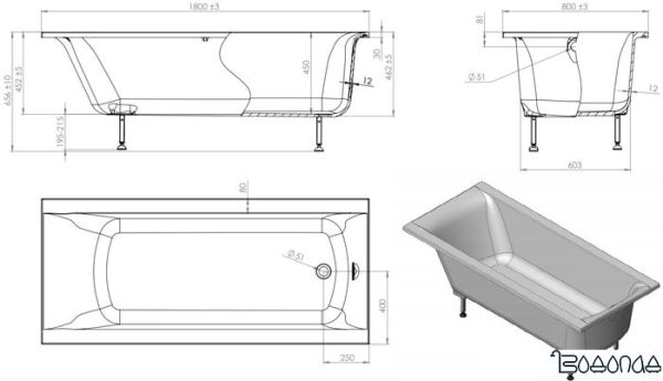 Ванна Astra-Form Нью-Форм 180x80