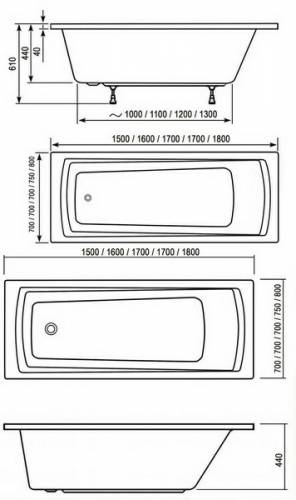 Ванна акриловая Ravak DOMINO PLUS 150х70, C641R00000