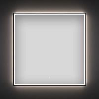 Квадратное зеркало с фронтальной LED-подсветкой Wellsee 7 Rays' Spectrum 172200450 (80*80 см, черный контур, сенсорная кнопка)