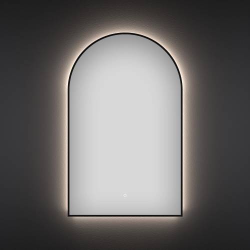Арочное зеркало с фоновой LED-подсветкой Wellsee 7 Rays' Spectrum 172201700 (50*80 см, черный контур, сенсорная кнопка)