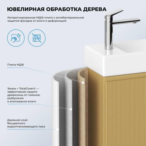 Wellsee Тумба под умывальник 2 в 1 WC Area 221803002 (тумба/матовый бежевый, раковина/глянцевый белый, без ножек)