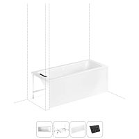 Акриловая ванна 170x75 с каркасом и экраном Lavinia Boho Pure S3-37100075P в комплекте 4 в 1: ванна 170 x 75 см, каркас, экран, подголовник