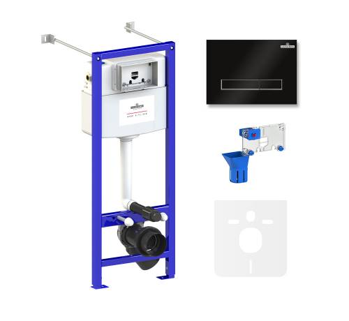 Инсталляция для унитаза комплект 5 в 1 Lavinia Boho Relfix 77020051: система инсталляции для подвесного унитаза, удлиненный комплект креплений, шумоизоляция, кнопка смыва, диспенсер