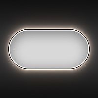 Овальное зеркало с фронтальной LED-подсветкой Wellsee 7 Rays' Spectrum 172202040 (110*55 см, черный контур, сенсорная кнопка)