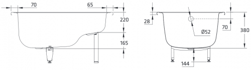 Стальная ванна BLB EUROPA MINI 105*70 (c сиденьем)