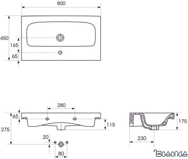 Умывальник Cersanit Moduo 80 UM-MOD80/1 фото 4