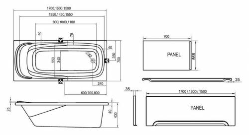 Акриловая ванна Ravak Vanda II 170x70