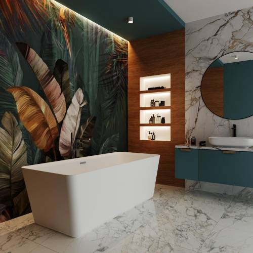 Отдельностоящая акриловая ванна Wellsee DeSire 231501001, 159,5*77 см Набор 4 в 1: ванн 231501000, ножки, экран, слив-перелив хром 231916000.