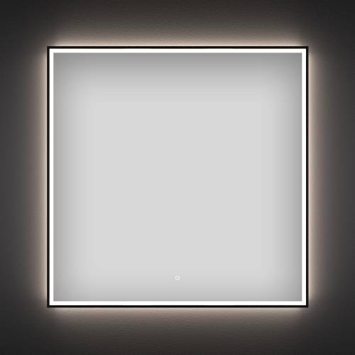 Квадратное зеркало с фронтальной LED-подсветкой Wellsee 7 Rays' Spectrum 172200430 (70*70 см, черный контур, сенсорная кнопка)