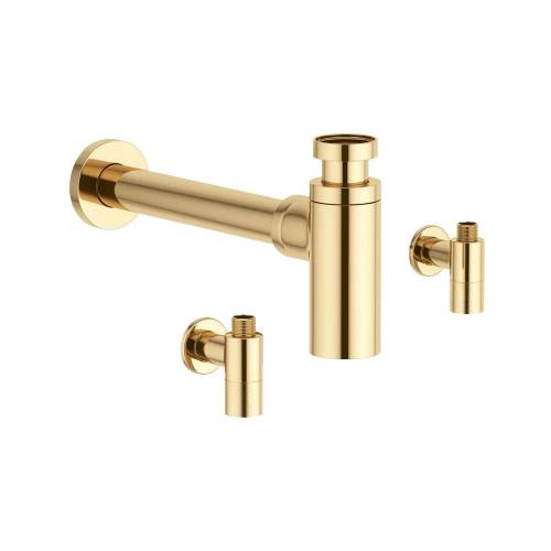 Накладная раковина на столешницу для ванной Lavinia Boho Sink 20219347R в наборе 6 в 1: раковина 48 см (белый глянец), донный клапан, сифон, смеситель, вентили, зеркало (цвет набора золото)