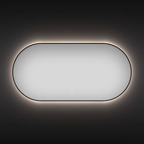 Овальное зеркало с фоновой LED-подсветкой Wellsee 7 Rays' Spectrum 172201570 (120*60 см, черный контур, сенсорная кнопка)