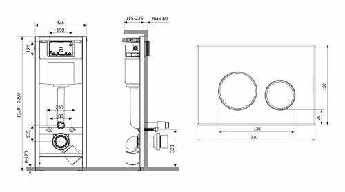 Инсталляция для унитаза комплект 4 в 1 Lavinia Boho Relfix 77010011: система инсталляции для подвесного унитаза, стандартный комплект креплений, шумоизоляция, кнопка смыва