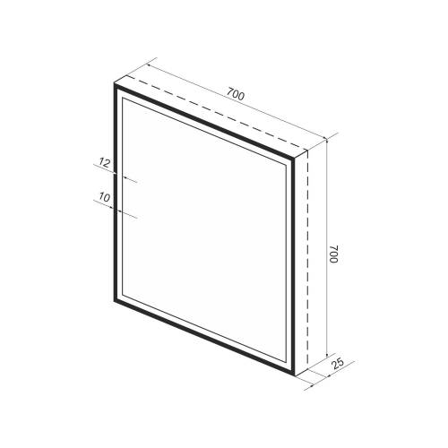 Квадратное зеркало с фронтальной LED-подсветкой Wellsee 7 Rays' Spectrum 172200430 (70*70 см, черный контур, сенсорная кнопка)