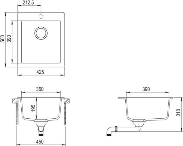 Кухонная мойка Aquasanita Simplex SQS100W (alba 710)
