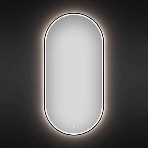 Овальное зеркало с фронтальной LED-подсветкой Wellsee 7 Rays' Spectrum 172201600 (50*90 см, черный контур, сенсорная кнопка)