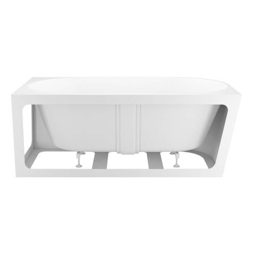 Пристенная  акриловая ванна Wellsee Excellence Pro 28761103R, 170*75 см, цвет белый  глянец. Набор 4 в 1: ванна 287611000, ножки, экран, слив-перелив  матовый черный 231924000.