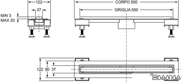 Трап/канал Bonomini L50 6825KX50S