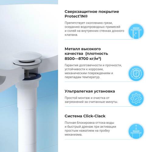 Сифон и донный клапан Wellsee Drainage System 182123003 (состоит из 182123000, 182143000)
