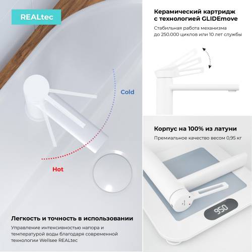 Смеситель для раковины Wellsee ONCE! and forever 182405000 (матовый белый)