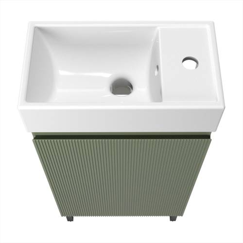 Wellsee Тумба под умывальник 3 в 1 WC Area 221805005 (тумба/матовый зеленый, раковина/глянцевый белый, ножки/матовый черный)