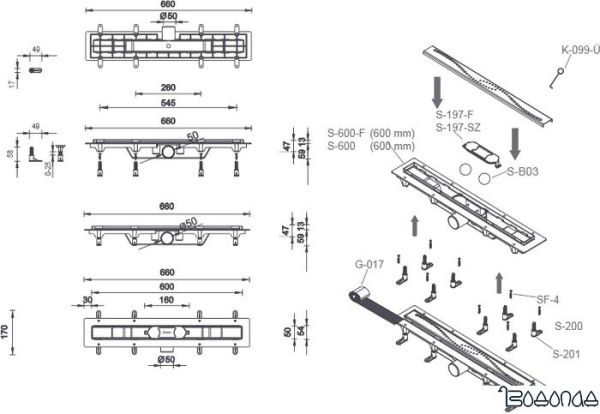 Трап/канал Styron STY-Li-60