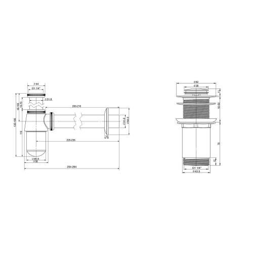 Сифон и донный клапан Wellsee Drainage System 182103002 (состоит из 182103000, 182134000)
