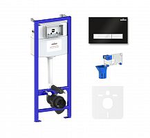 Инсталляция для унитаза комплект 5 в 1 Lavinia Boho Relfix 77010045: система инсталляции для подвесного унитаза, стандартный комплект креплений, шумоизоляция, кнопка смыва, диспенсер