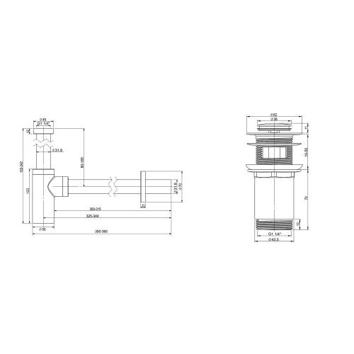 Сифон и донный клапан Wellsee Drainage System 182104001 (состоит из 182104000, 182129000)