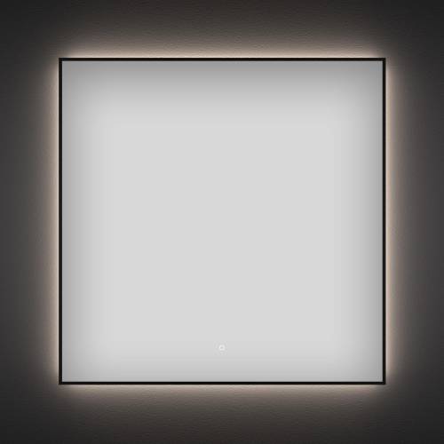 Квадратное зеркало с фоновой LED-подсветкой Wellsee 7 Rays' Spectrum 172200360 (65*65 см, черный контур, сенсорная кнопка)