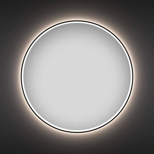 Круглое зеркало с фронтальной LED-подсветкой Wellsee 7 Rays' Spectrum 172200270 (D = 100 см, черный контур, сенсорная кнопка)