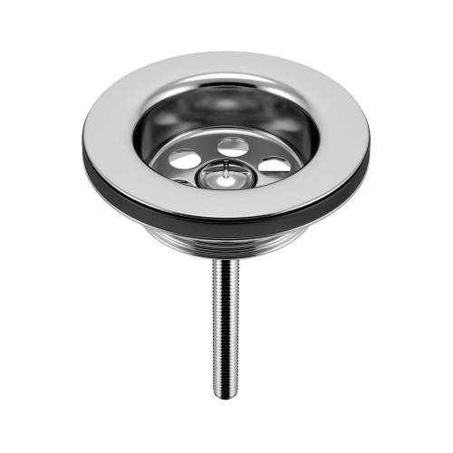 Выпуск для раковины Wellsee Drainage System 182145000 (универсальный, подходит как для раковин с переливом, так и для раковин без переливного отверстия; высота 81-139 мм; хром)