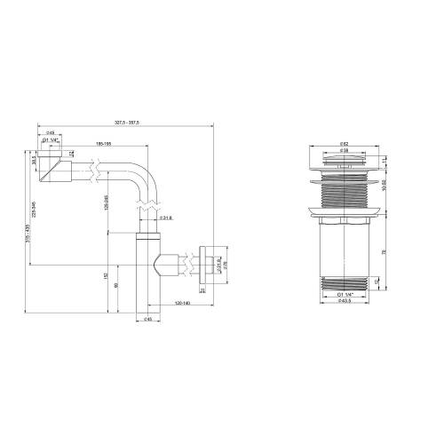 Сифон и донный клапан Wellsee Drainage System 182128002 (состоит из 182128000, 182138000)