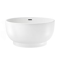 Отдельностоящая круглая акриловая ванна Wellsee Crêpe de France 236701003, 130*130 см Набор 4 в 1: ванна 236701000, ножки, экран, слив-перелив матовый черный 231924000.