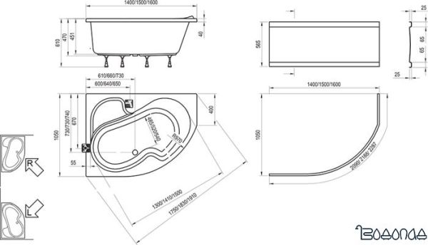 Ванна Ravak Rosa 160x105R CL01000000 фото 4