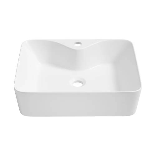 Накладная раковина на столешницу для ванной Lavinia Boho Sink 20215255R в наборе 2 в 1: раковина 48 см (белый глянец), донный клапан в цвете хром