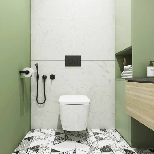 Инсталляция для унитаза комплект 5 в 1 Lavinia Boho Relfix 77020053: система инсталляции для подвесного унитаза, удлиненный комплект креплений, шумоизоляция, кнопка смыва, диспенсер