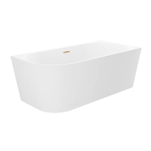 Пристенная  акриловая ванна Wellsee Excellence Pro 28760904R, 140*70 см, цвет белый  глянец. Набор 4 в 1: ванна 287609000, ножки, слив-перелив золото  231925000.