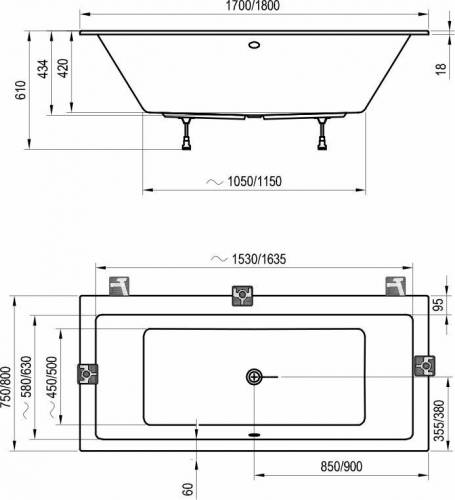 Акриловая ванна Ravak Formy 01 Slim 170x75, C691300000